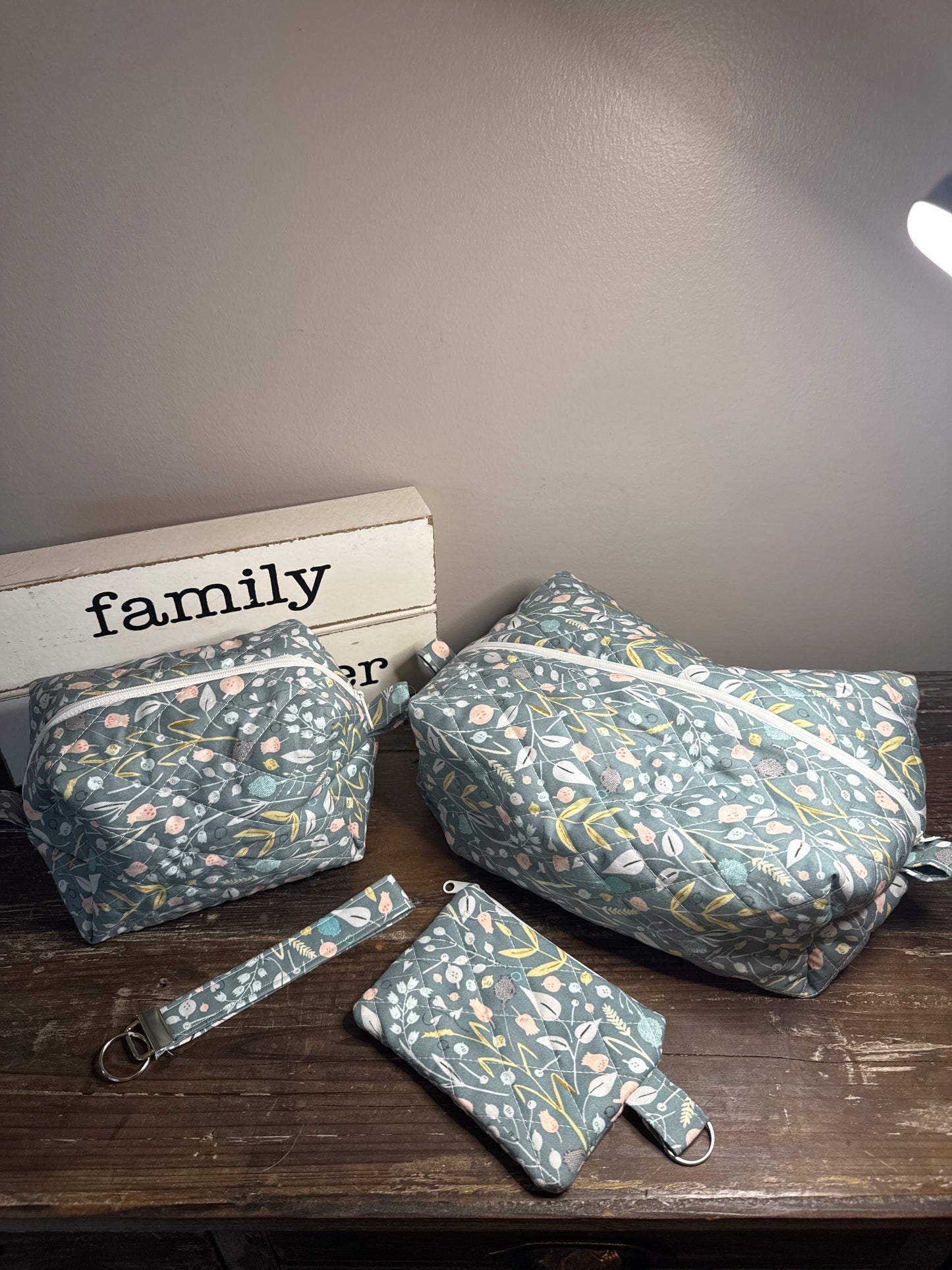 Green Floral Small Makeup Bag