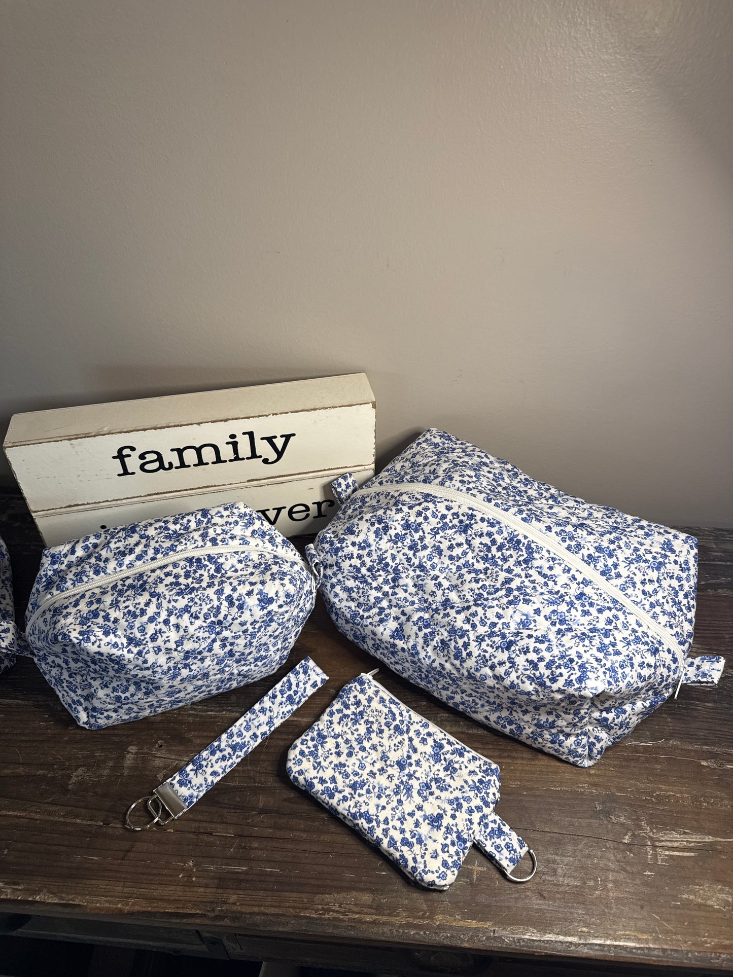 Ditzy Blue Small Makeup Bag