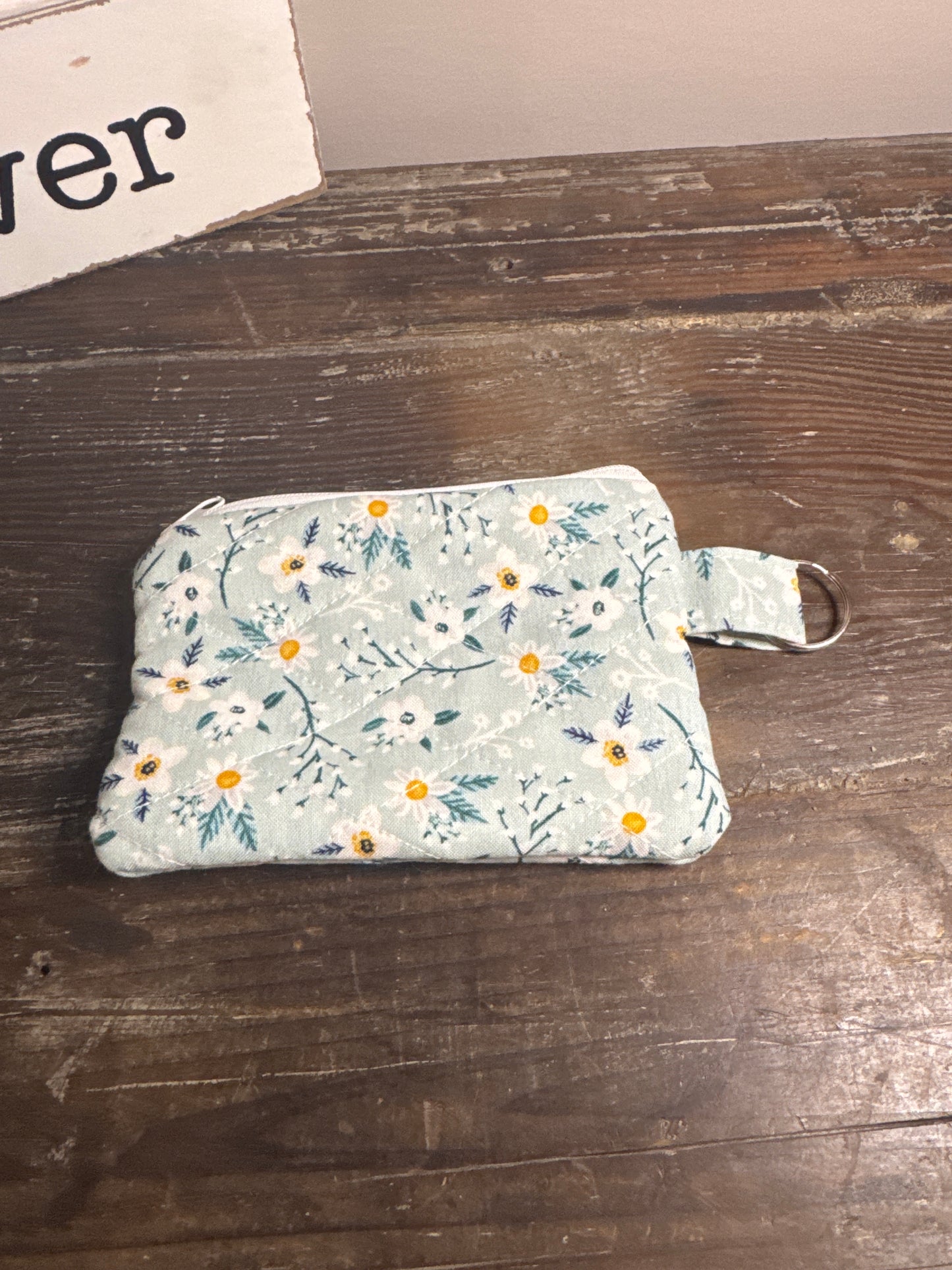 White Daisies on Sage Background Wallet