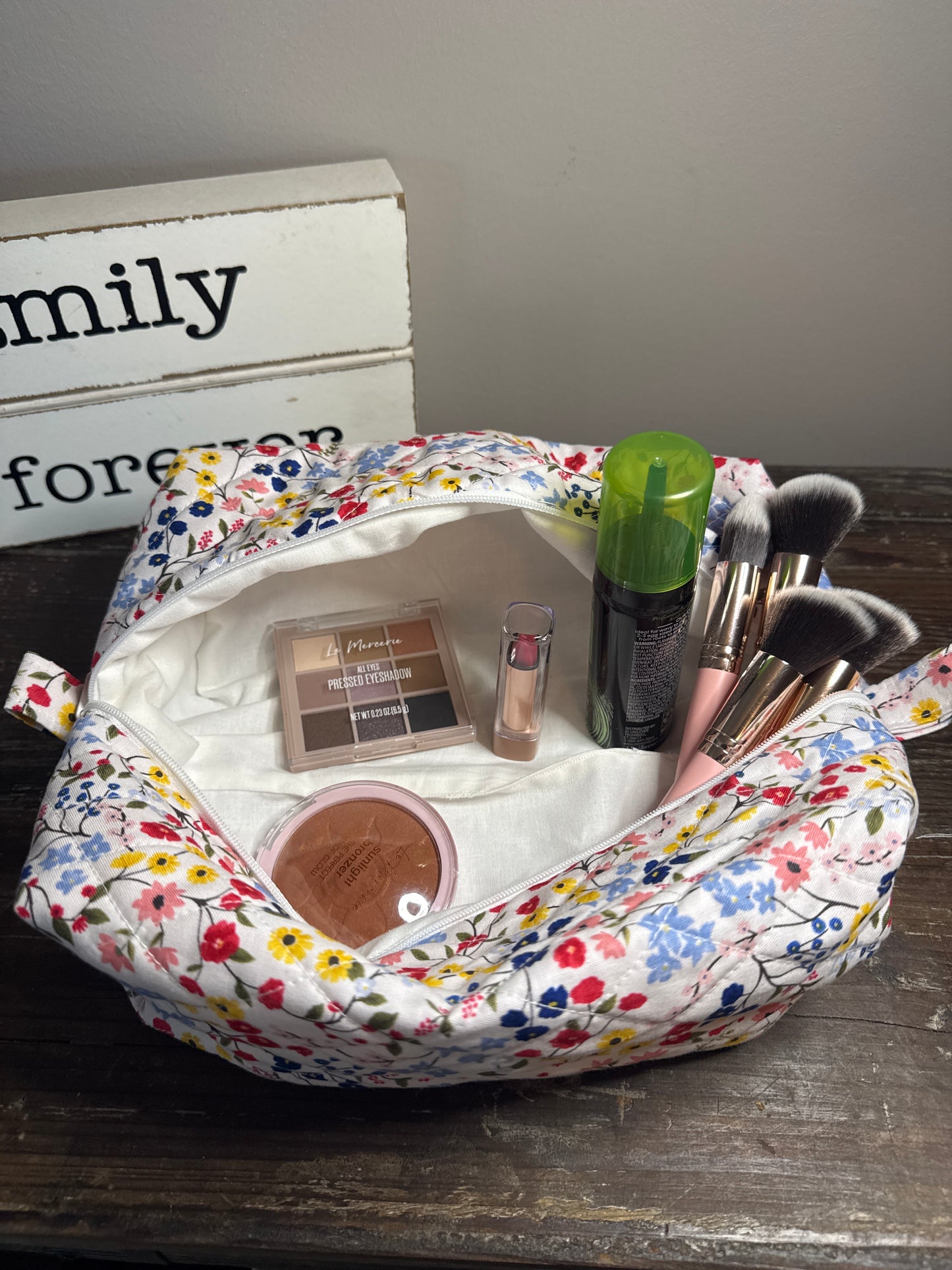 Red/Blue/Yellow Garden Large Makeup Bag