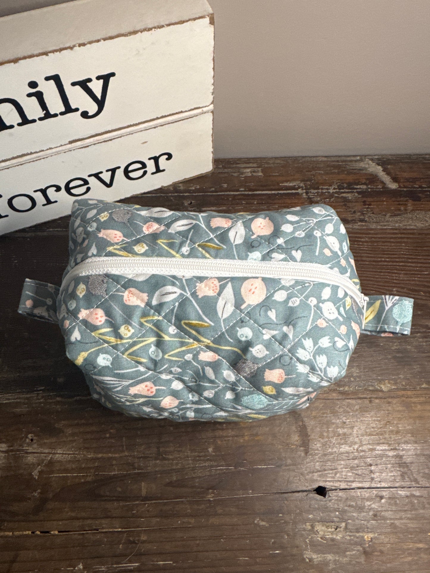 Green Floral Small Makeup Bag