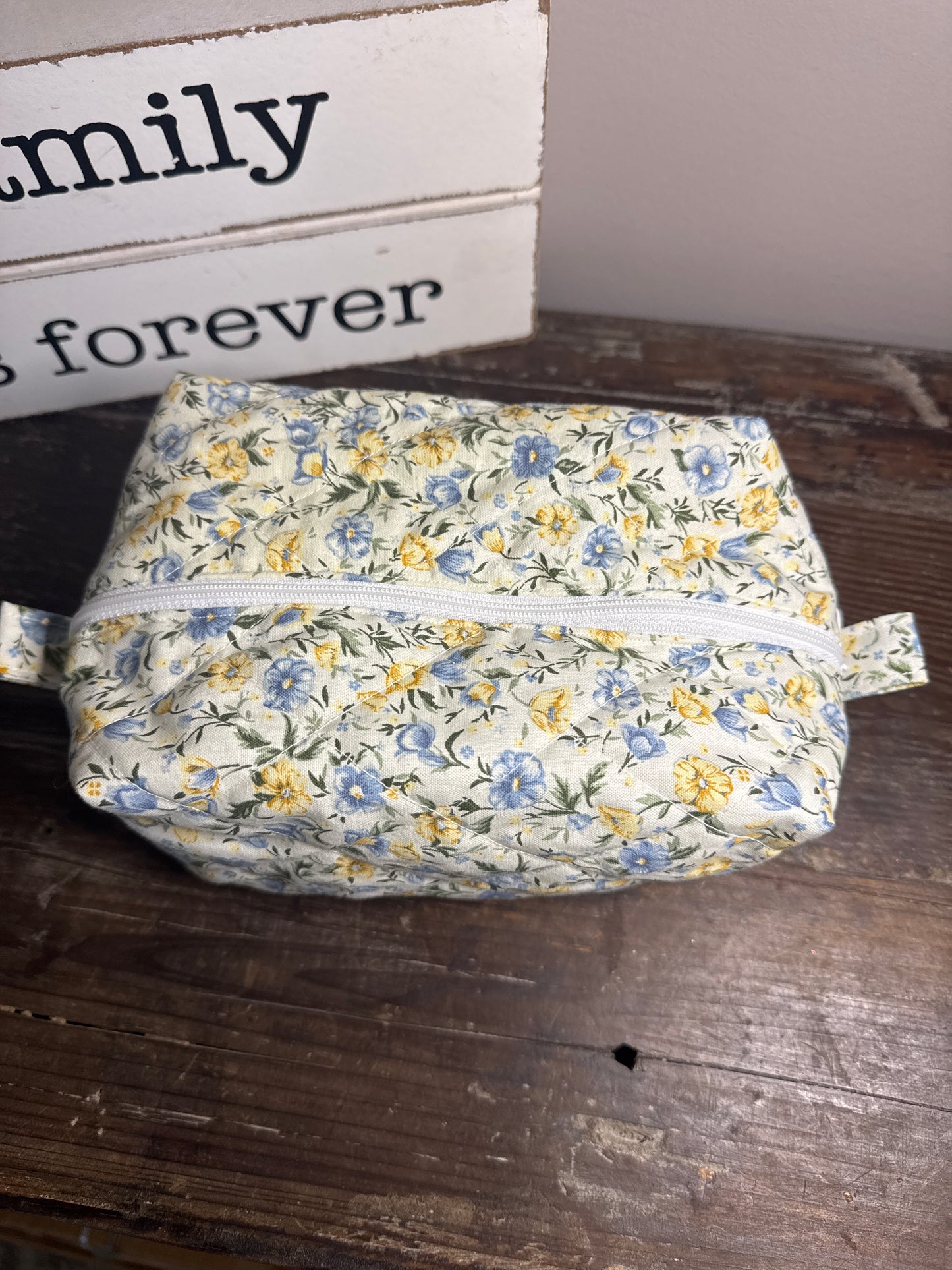 Yellow & Bue Daisy Small Makeup Bag