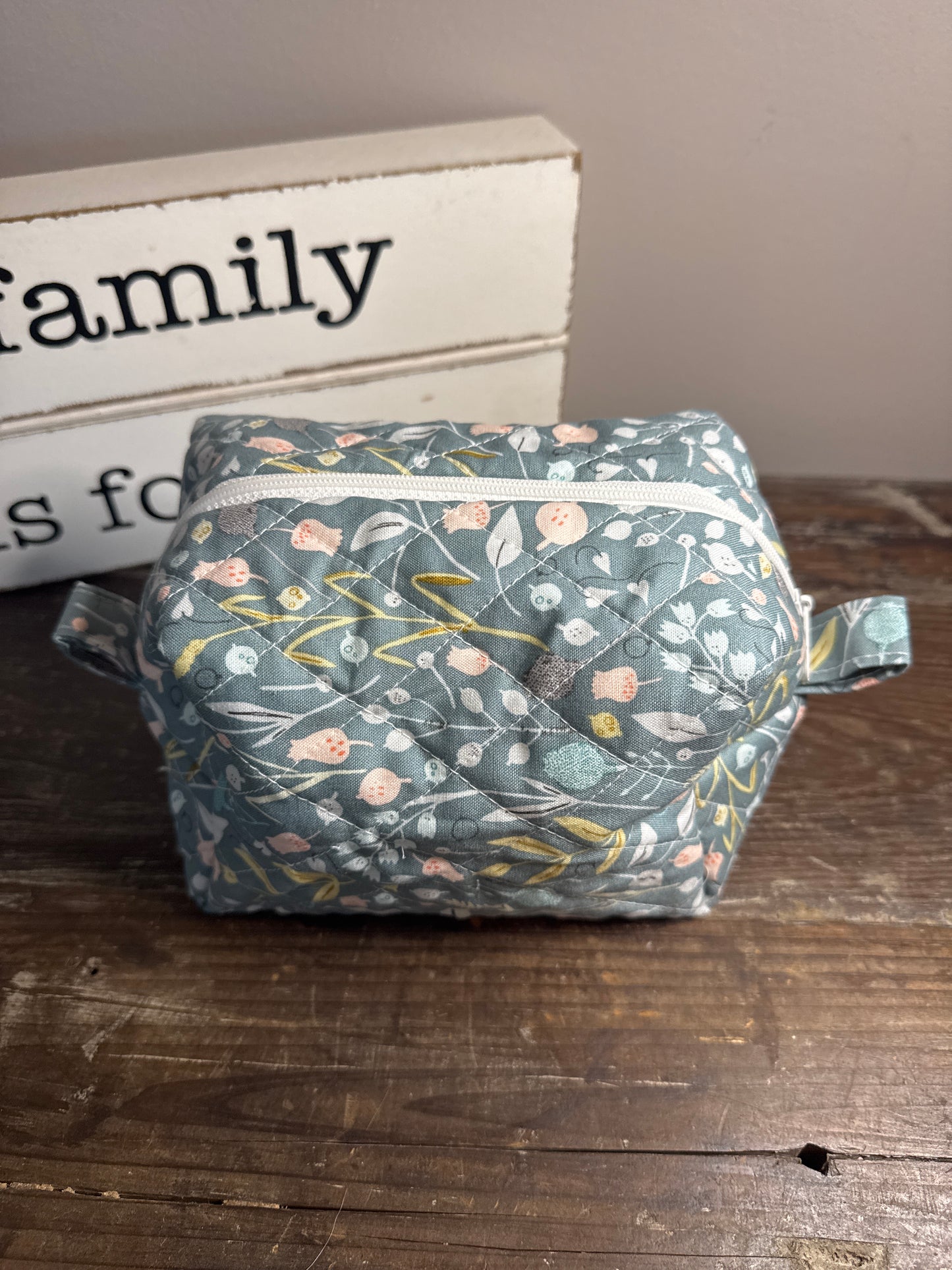 Green Floral Small Makeup Bag