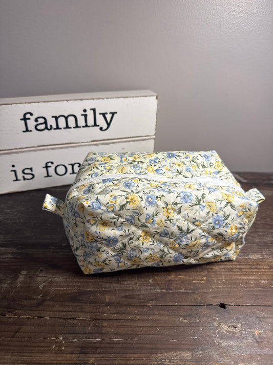 Yellow & Bue Daisy Small Makeup Bag