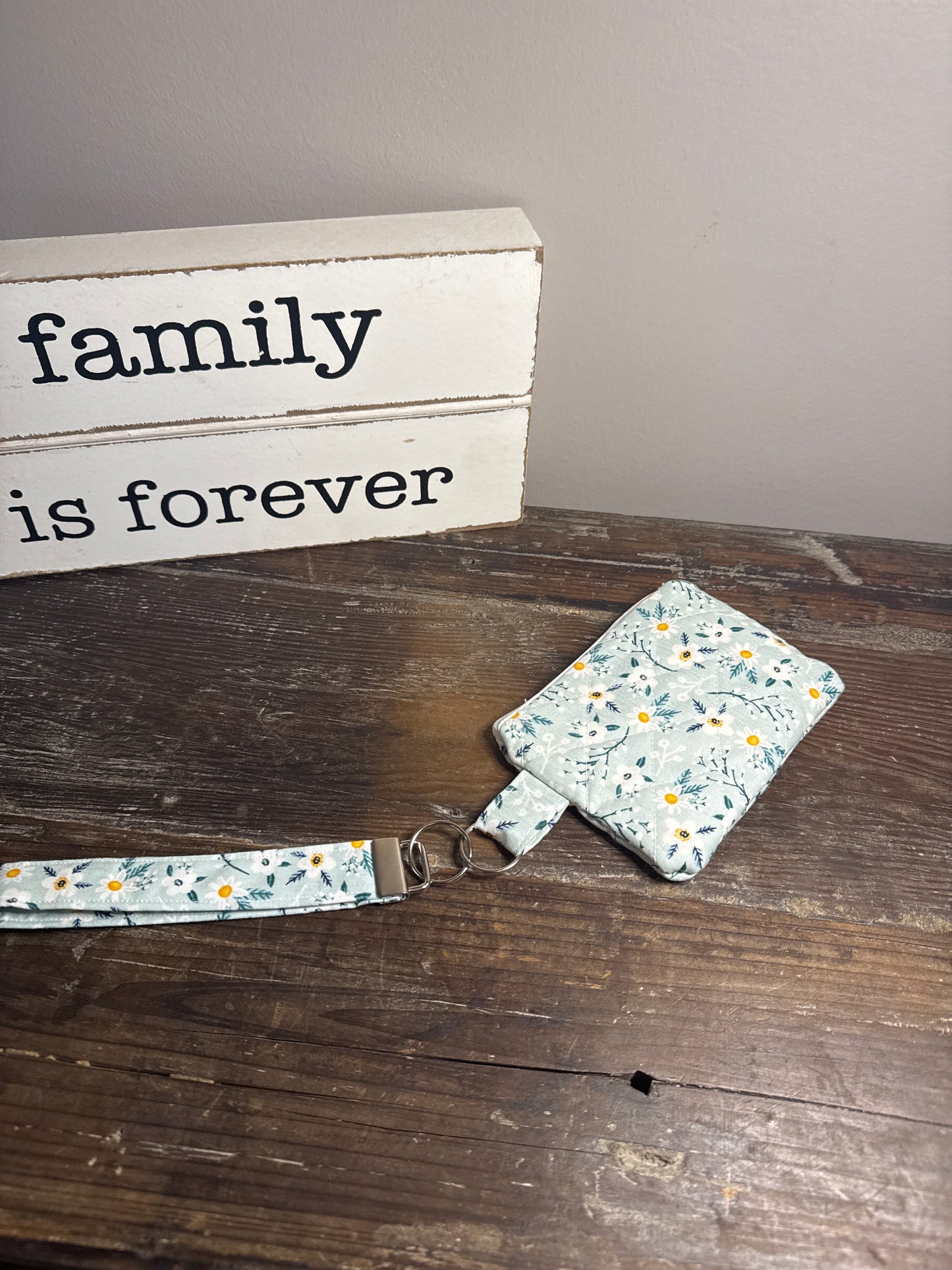 White Daisies on Sage Background Wallet