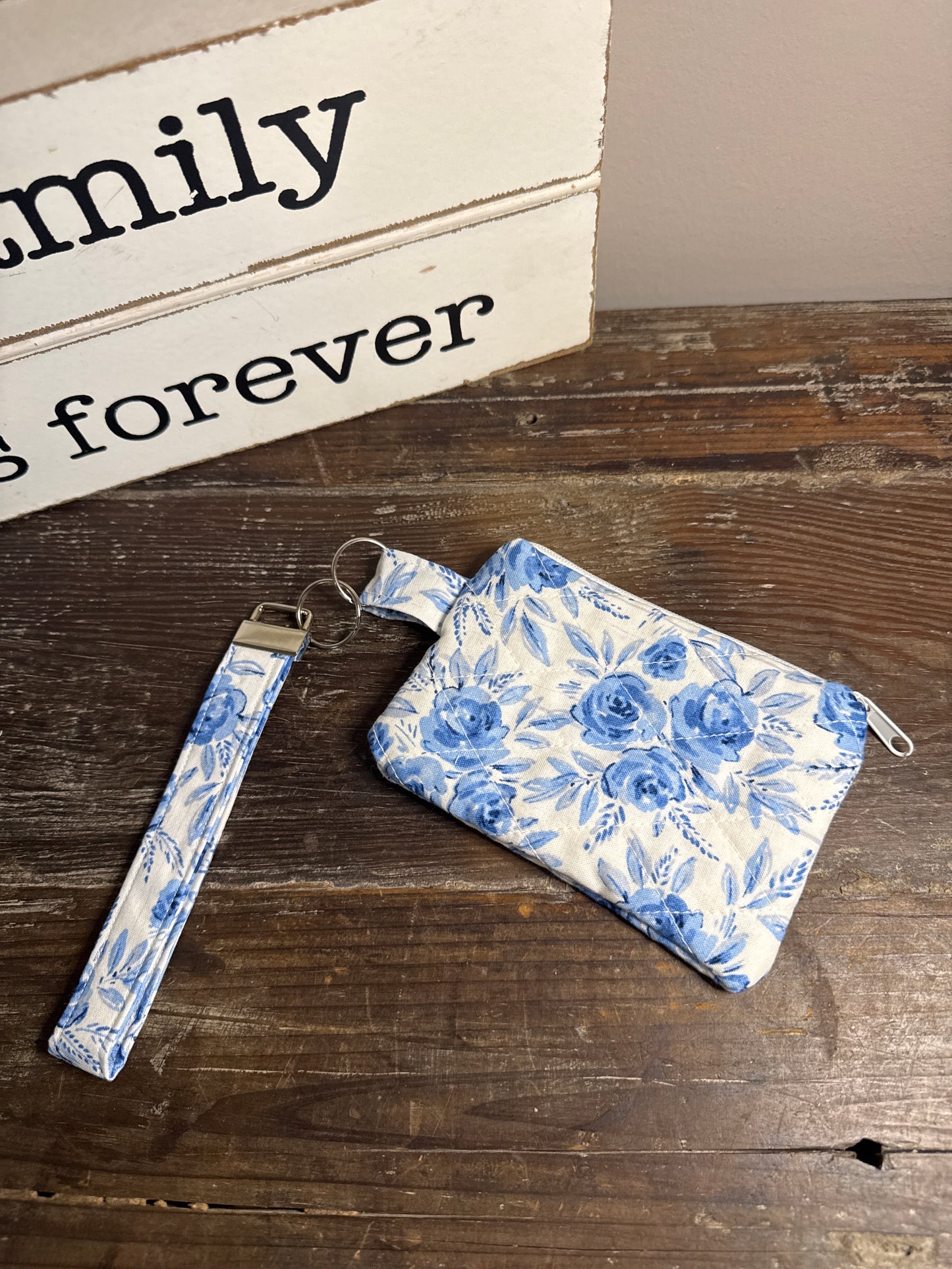 Blue Rose Wristlet