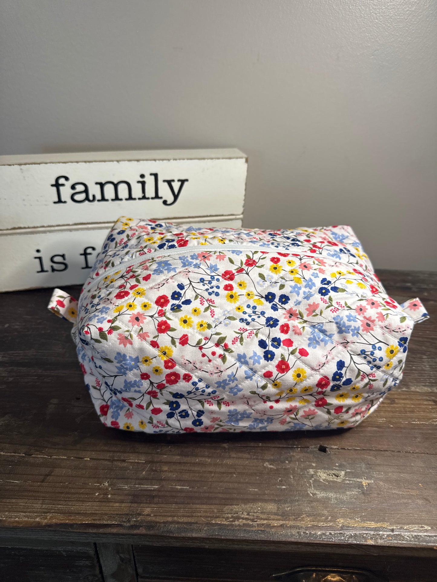 Red/Blue/Yellow Garden Large Makeup Bag