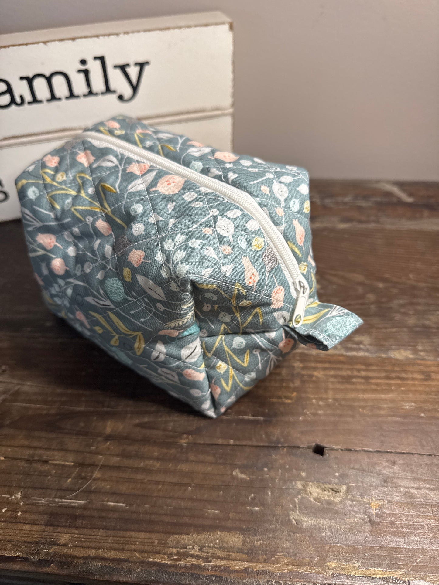Green Floral Small Makeup Bag