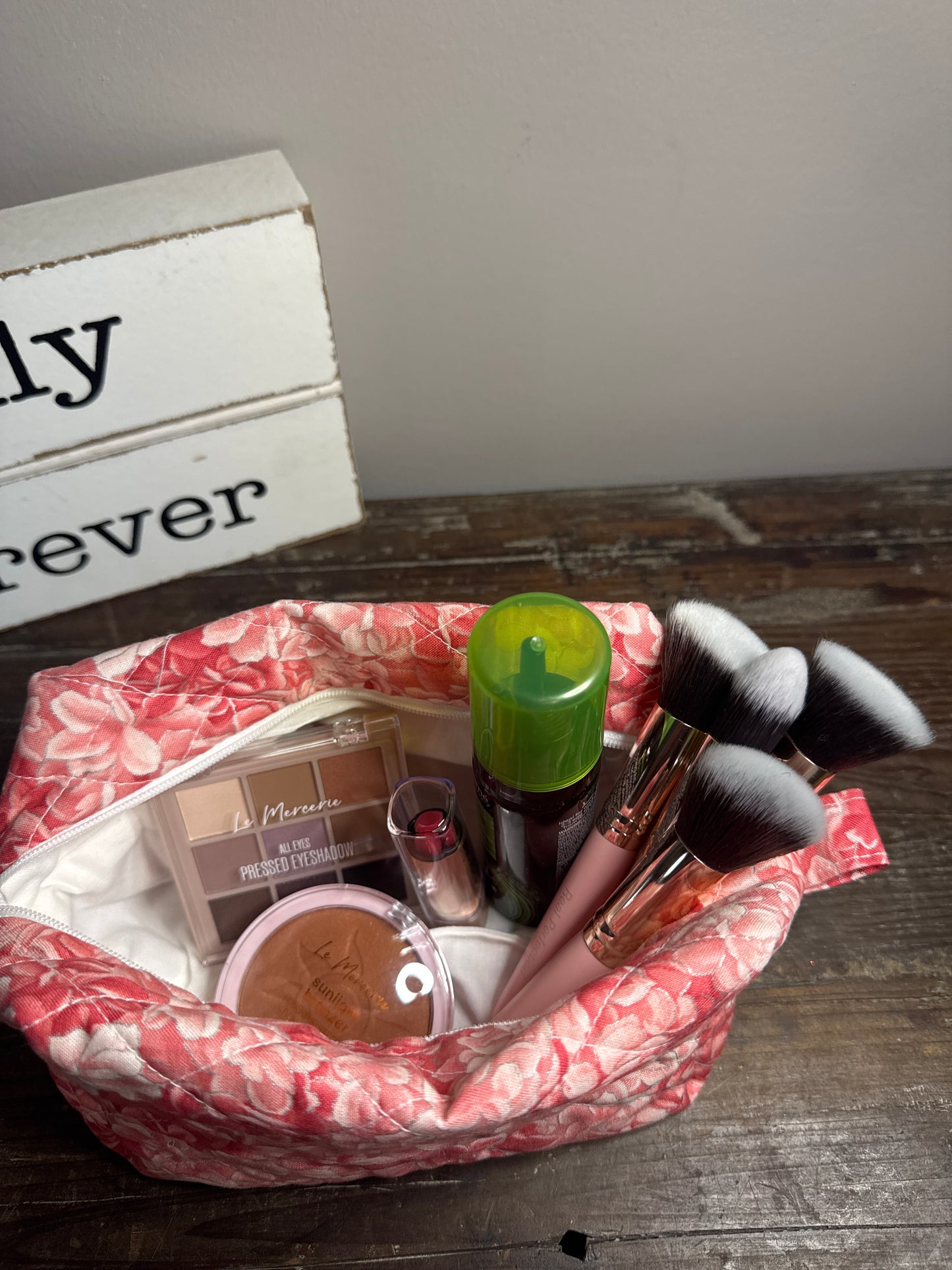 Peach Rose Small Makeup Bag