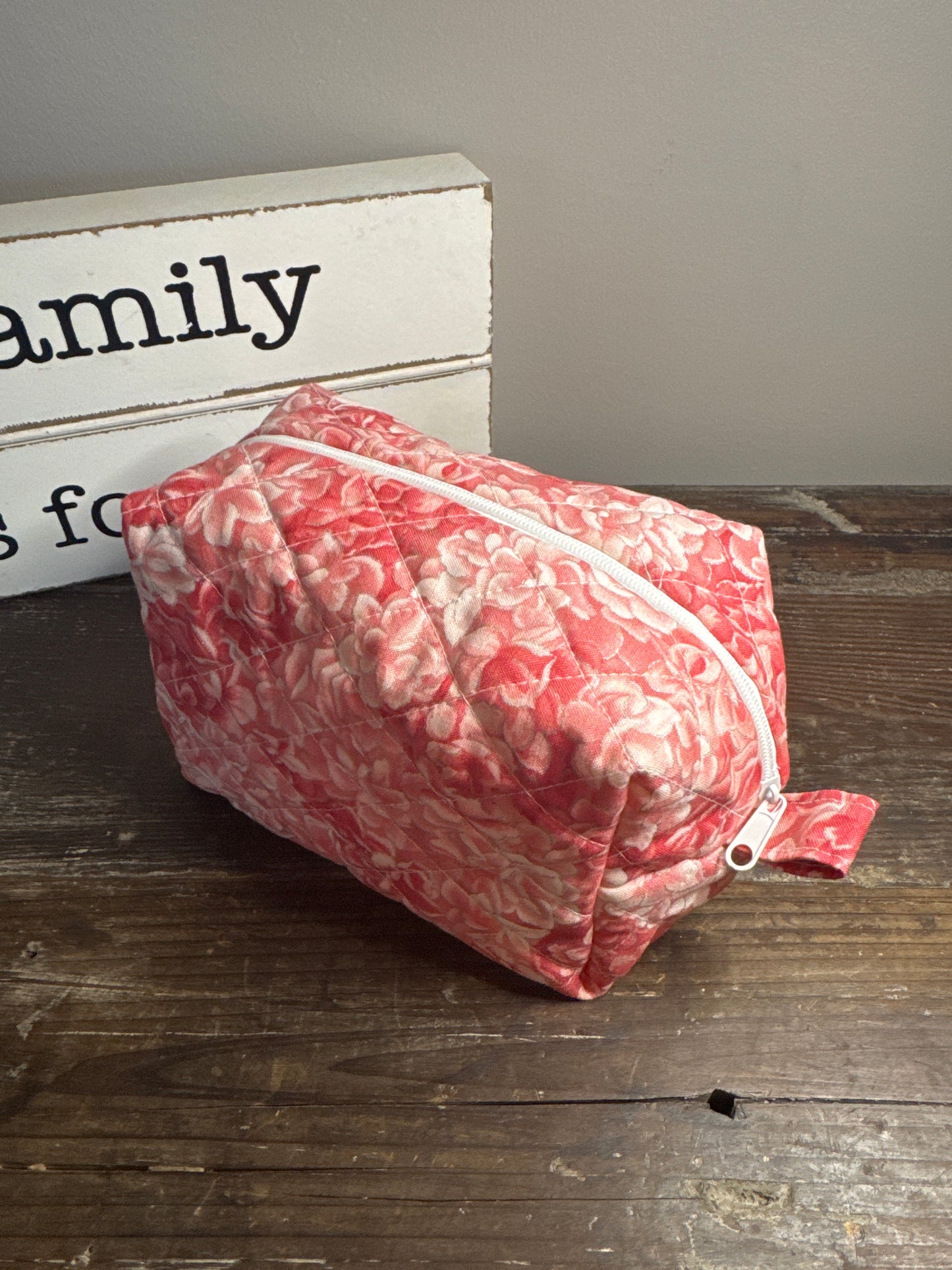 Peach Rose Small Makeup Bag