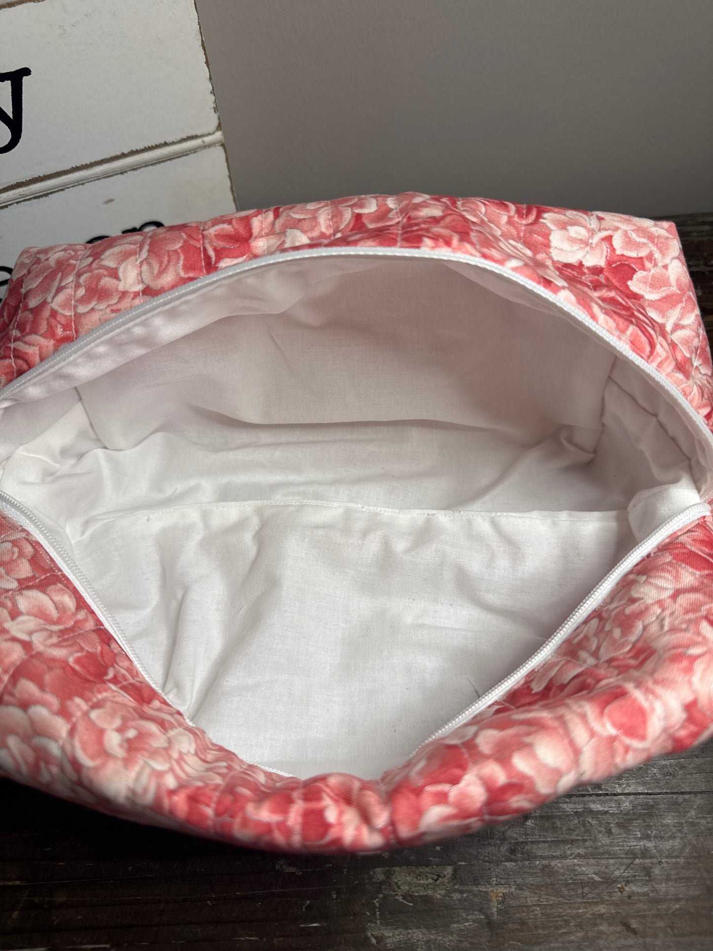 Peach Rose Large Makeup Bag