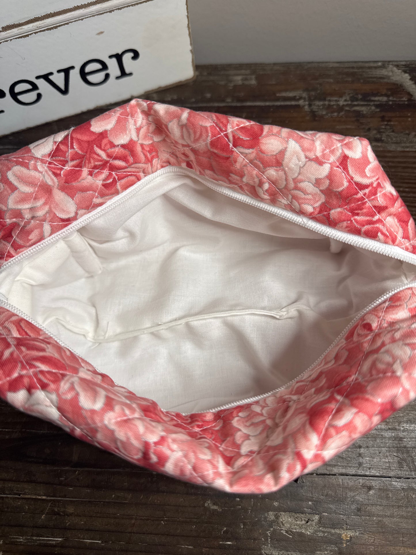 Peach Rose Small Makeup Bag